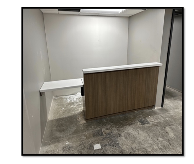 the new reception desk area.