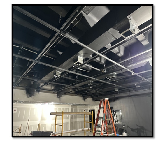 the piping grid system for theater lighting. 