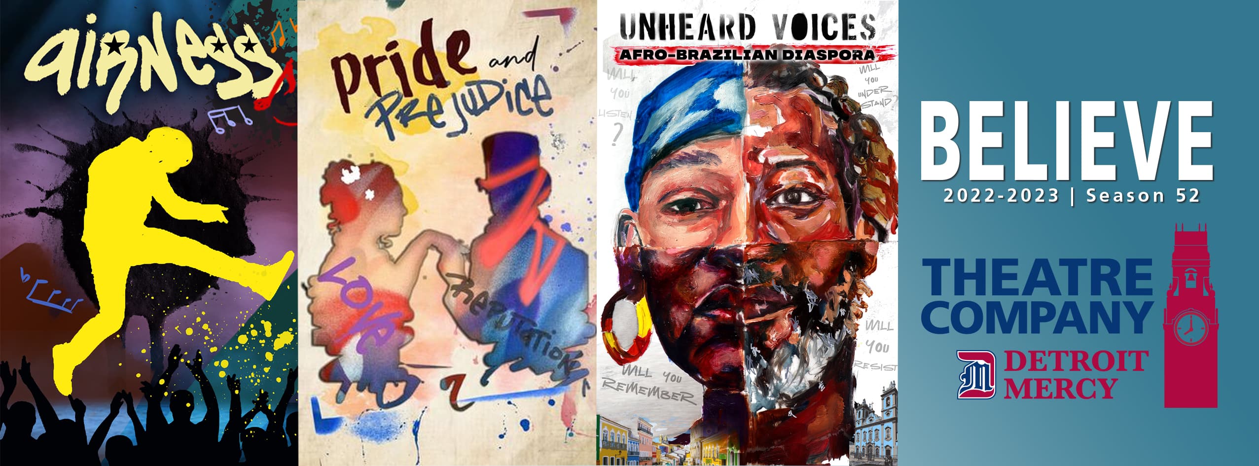 Season 52 Banner showcasing Airnes, Pride & Prejudice, and Unheard Voices: Afro-Brazilian Diaspora