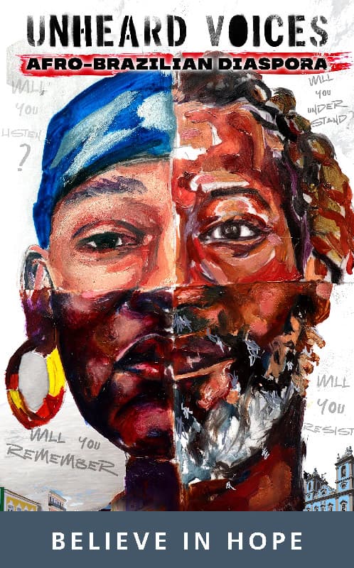 Unheard Voices artwork showing a montage of African American people in a quadrant, in a painted style
