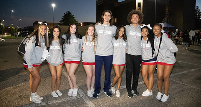 student group at night